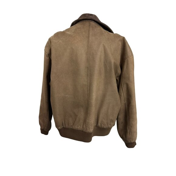 Vintage Midway Brown Genuine Leather Bomber Jacket Size 42 With Front Pockets an - Picture 9 of 16